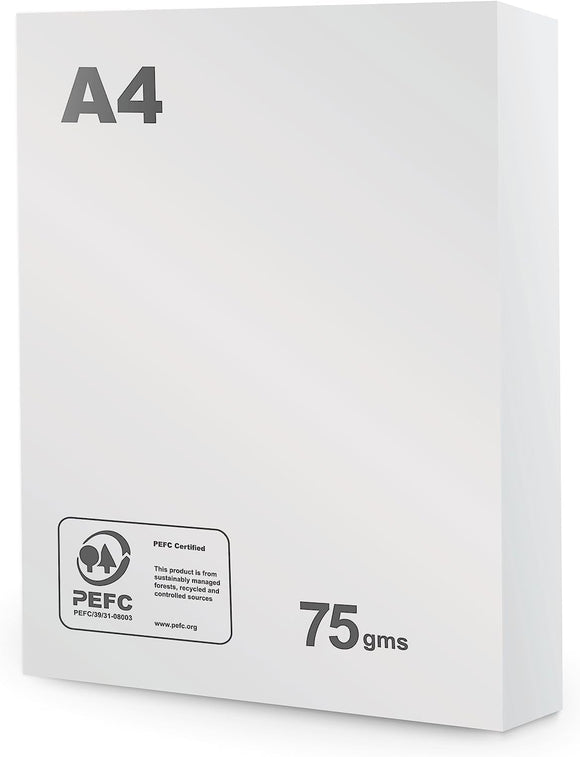 Printer Paper A4 White - 75 GSM Multifunction Laser Inkjet Paper - A4 Paper 500 Sheets - Pack of 1 Reams (500 Sheets) - Printing Paper A4-210x297mm - Essential Stationary Supply
