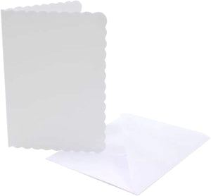 3Ace Crafts 8 x 8 Inch Blank Scalloped Greeting Cards & Envelopes - for All Types of Card Making - Holiday, Invitation Thank You Cards with Envelopes