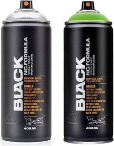 3Ace Crafts Pack of 2 - Montana Black NC.Formula Spray Paint Can 400ml - Montana Cans Professional Spray Paint