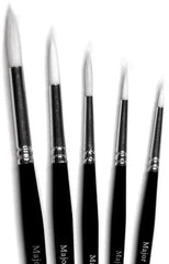 3Ace Crafts Pack of 10 - Synthetic Sable Brushes with a White Round Tip Paint Substitute Brush for Water-Colour, Oil & Acrylic Paints - Approximate Length 17.5cm – 20.5cm (Depending on Size) (Size 12)