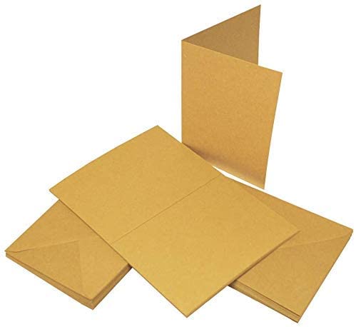3Ace Crafts (Pack of 10) A4 Natural Brown Kraft Card and Envelope - Card Multi-Purpose Plain Recycled Kraft Card Envelopes