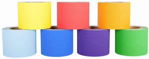 3Ace Crafts Corrugated Scalloped Border Rolls - for School Classroom Decorations Displays, Bulletin Boards and Crown Making Crafts - Size Approx 57mm x 15m (12 Combo pack)