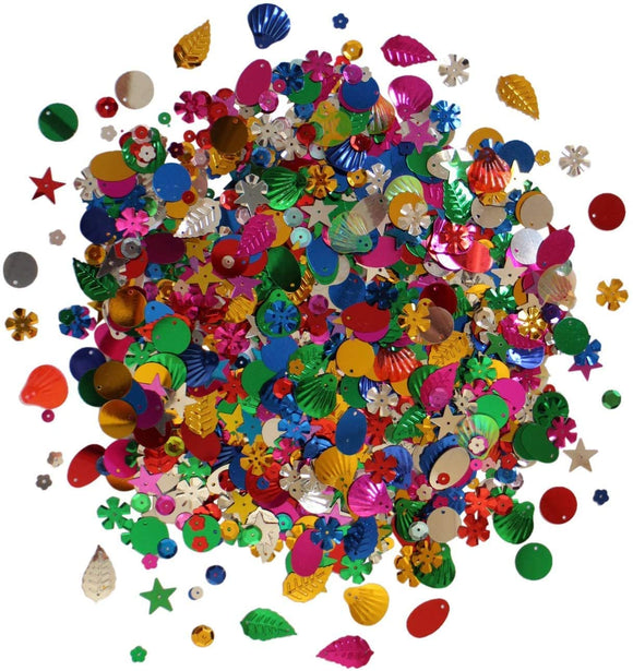 3Ace Crafts Mixed Sequins for Crafts Assorted Shapes Colours and Sizes Loose Art Craft Supplies - Sewing Sequin - Embellishments - Wedding - Schools (50g)