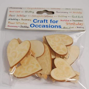 3Ace Crafts – Natural Heart pegs – Decorative Heart Shaped Pages for Any Party or Celebration – Contains x10 pcs
