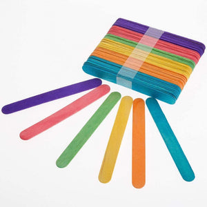 3Ace Crafts Coloured Lollipop Sticks - Assorted Colour Wooden Standard Lollipop Sticks for Art & Craft Activities Modelling - Approximately 12cm x 1cm Long