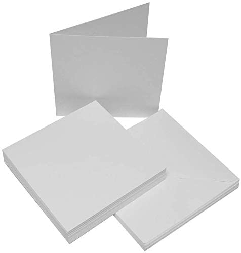 3Ace Crafts White Blank 7 x 7 Inch Card and Envelope Pack - Cards Making for Greetings, Holiday, Invitation, Thank You Cards with Envelopes - Multi-Purpose Cards & Envelopes (Pack of 10)