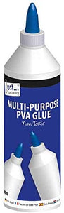 3Ace Crafts Multi-Purpose PVA Glue White 500ml - Fine Tip - Water Based Glue - Great for Home School Wood Fabric - Washable Glue for Craft Projects and Dries Quickly to a Clear Finish (Pack of 1)