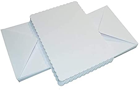 3Ace Crafts 5x7 Inch Blank Scalloped Greeting Cards & Envelopes - for All Types of Card Making - Holiday, Invitation Thank You Cards with Envelopes