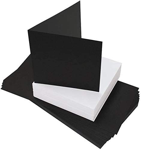 3Ace Crafts A6 / C6 Blank Greeting Cards and Envelopes - for All Types of Card Making - Holiday, Invitation Thank You Cards with Envelopes - Black Card and White Envelopes