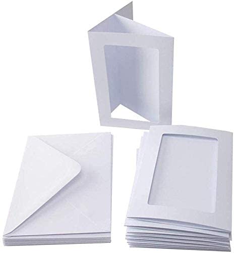3Ace Crafts A6 Tri Folded Aperture Cards and Envelopes - 3 Fold Self-Sealed Diamond Shape Envelopes - Approx 105mm x 147mm (White Rectangular Plain, Pack of 20)