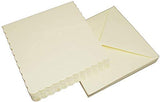 3Ace Crafts Ivory 8 x 8 Inch Blank Scalloped Greeting Cards & Envelopes - for All Types of Card Making - Holiday, Invitation Thank You Cards with Envelopes