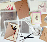 3Ace Crafts (Pack of 50) A4 Natural Brown Kraft Card and Envelope - Card Multi-Purpose Plain Recycled Kraft Card Envelopes