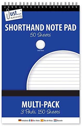 3Ace Crafts 3 Set of Shorthand & Notebooks 100 Pages Per Pad - 50gsm - Shorthand Note Pads Lined Paper Spiral Bound (Pack of 1)