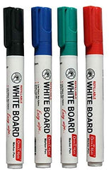 3Ace Crafts Whiteboard Markers - 4 Assorted Colours with PVC Box - Best Gift for Kids, Glass Windows, Whiteboards