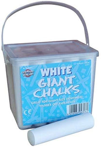3Ace Crafts Pack of 2 - 20 White Giant Chalks - Great For Giant Size Drawings Playground Outdoor, Art and Crafts - Comes with Handy Bucket Tub - White