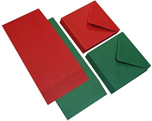 3Ace Crafts Christmas C6 Blank Greeting Cards and Envelopes Pack - Red & Green Colours - for All Types of Card Making - Holiday, Invitation, Thank You Cards with Envelopes (Pack of 20)