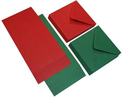 3Ace Crafts Christmas C6 Blank Greeting Cards and Envelopes Pack - Red & Green Colours - for All Types of Card Making - Holiday, Invitation, Thank You Cards with Envelopes (Pack of 20)