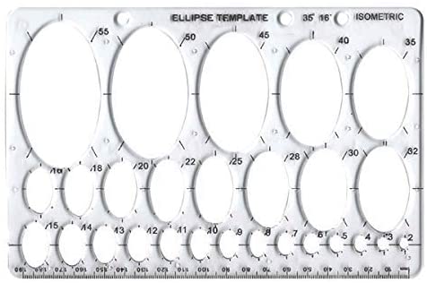 3Ace Crafts Ellipse Template Stencil - Perfect for School & College - Transparent Stencil for Drawing Ellipses or Circles - Approx 13cm × 21cm