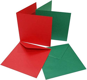 3Ace Crafts Christmas C6 Blank Greeting Cards and Envelopes Pack - Red & Green Colours - for All Types of Card Making - Holiday, Invitation, Thank You Cards with Envelopes (Pack of 10)