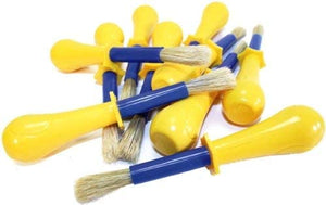 3Ace Crafts Jumbo Non Roll Brush Toddler/Children's Paint Brushes Pack of 10 - Washable Plastic with Hogs Hair Bristles - Approximate Overall Length 15.5cm