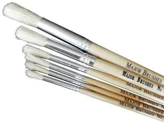 3Ace Crafts Long Hog Wooden Brushes - Hog Bristle Brushes with a Round Tip (Size 10) - Pack of 6 Approximate Length 28.5cm – 34cm
