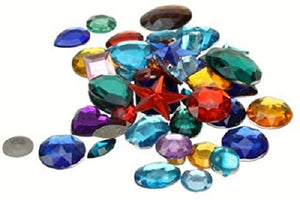 3Ace Crafts Gemstones for Kids Arts and Crafts - Craft Supplies Gems Coloured Jewellery - Treasure - Acrylic Jewels - Pirate - Crown (70g Large Small Mix) (Pack of 2)