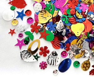 3Ace Crafts Mixed Sequins for Crafts Assorted Shapes Colours and Sizes Loose Art Craft Supplies - Sewing Sequin - Embellishments - Wedding - Schools (50g)
