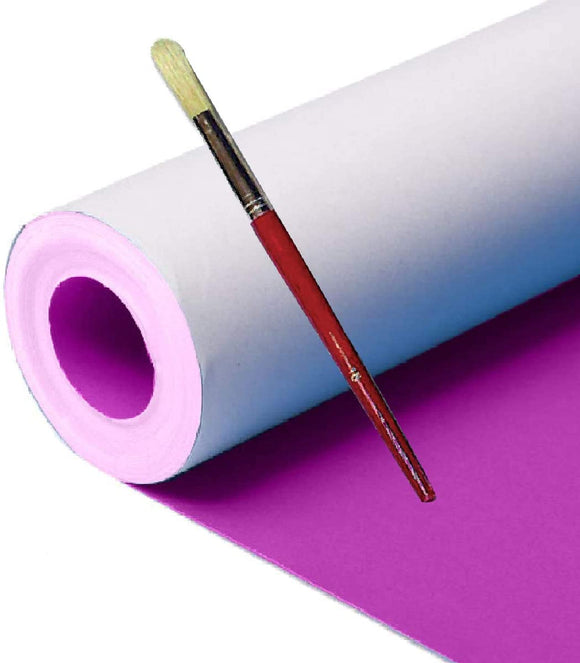 3Ace Crafts Combo Set - Display Poster Paper Roll 76cm x 10m + Plus Free 1 Short Handle Round Tip Brush | Paper Perfect Ideal for Gift Wrapping, Art and Craft - Non-Toxic Display Paper (Magenta)