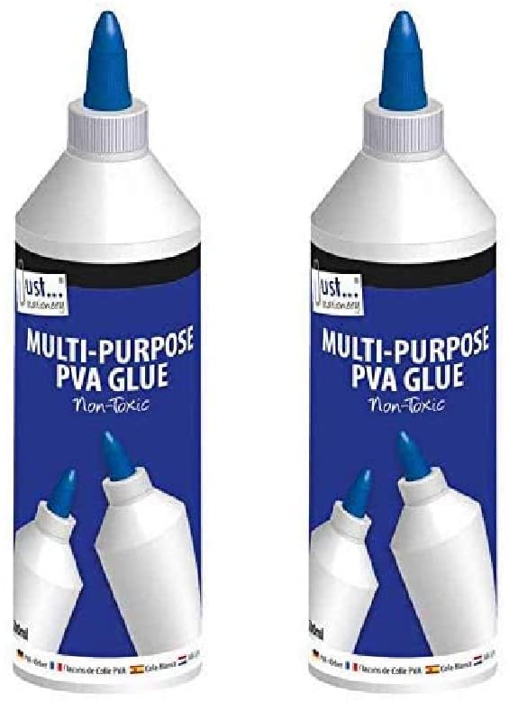 3Ace Crafts Multi-Purpose PVA Glue White 500ml - Fine Tip - Water Based Glue - Great for Home School Wood Fabric - Washable Glue for Craft Projects and Dries Quickly to a Clear Finish (Pack of 2)