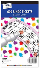 3Ace Crafts 600 Jumbo Bingo Tickets with Security Coded - Easy to Read - Ideal Tombola Draw, Bingo Halls, Charity Events Prize Lucky Draw - Approx Size 21 x 12cm