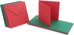 3Ace Crafts Christmas C6 Blank Greeting Cards and Envelopes Pack - Red & Green Colours - for All Types of Card Making - Holiday, Invitation, Thank You Cards with Envelopes (Pack of 10)