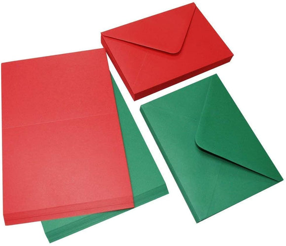 3Ace Crafts Christmas 6 x 6 Inch Blank Greeting Cards and Envelopes Pack - Red & Green Colours - for All Types of Card Making - Holiday, Invitation, Thank You Cards with Envelopes (Pack of 20)