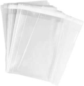 3Ace Crafts Clear Cello Bags Self-Adhesive Sealing Cellophane Bags - Plastic Bag for Prints, Photo Mounts, Card Display, Candy, Cookie - 30 Micron Cello/Poly Bag