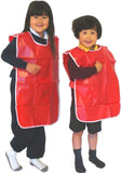 3Ace Crafts Red Waterproof PVC Tabards Apron For Children - PVC Popover -- 69cm (length) × 76cm (chest) Approx
