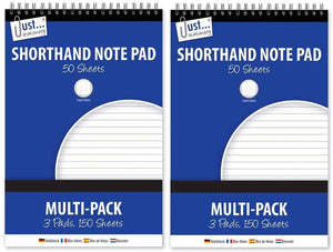 3Ace Crafts 3 Set of Shorthand & Notebooks 100 Pages Per Pad - 50gsm - Shorthand Note Pads Lined Paper Spiral Bound (Pack of 2)