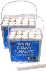 3Ace Crafts Pack of 2 - 20 White Giant Chalks - Great For Giant Size Drawings Playground Outdoor, Art and Crafts - Comes with Handy Bucket Tub - White