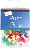 3Ace Crafts Set of 50 - Push Pins with Hanging Box - Map Tacks Drawing Pins with Plastic Heads and Steel Points Assorted Colours in a Box