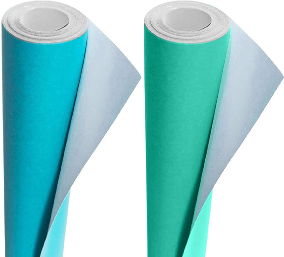 3Ace Crafts Pack of 2 - Display Poster Paper Roll 10m - Paper Perfect Ideal for Gift Wrapping, Craft, Packing, Floor Covering, Parcel, Table Runner School Notice Boards - 76mm Width Approx - Sky & Peppermint