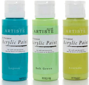 3Ace Crafts 3X - docrafts Artiste Acrylic Paint for Painting and Craft - Lagoon, Soft Green & Avocado