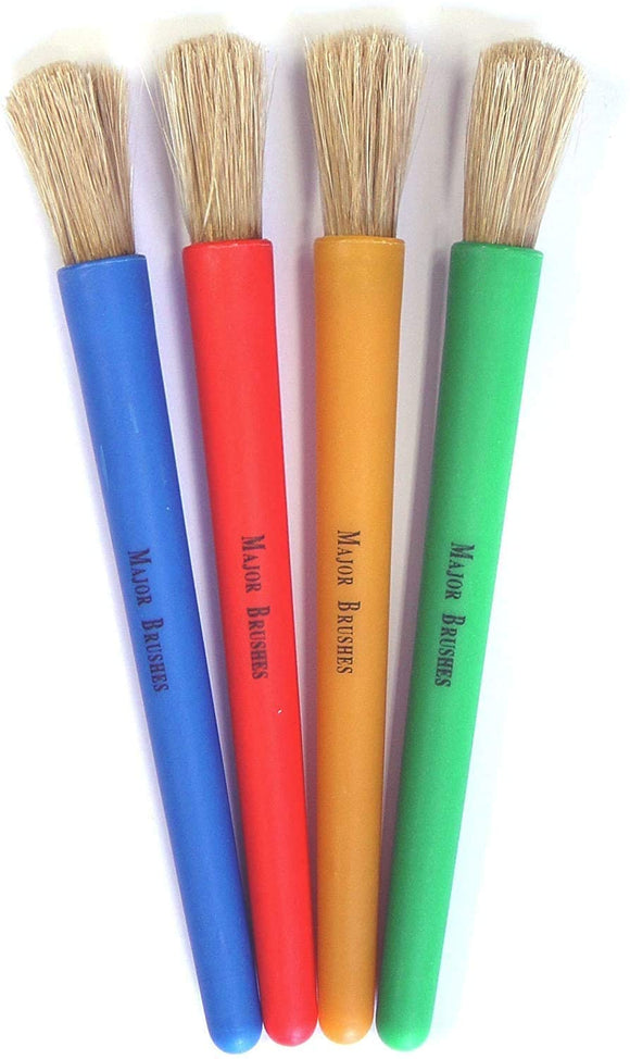 3Ace Crafts Chubby Brushes - Set of 4 - Colourful Toddler Paint Brushes – for Home and pre-School use – Four Bright Colour Brushes