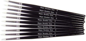 3Ace Crafts Synthetic Sable Brushes with a White Round Tip Paint Substitute Brush (Size 6) Pack of 10 - Approximate Length 17.5cm – 20.5cm