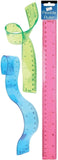 3Ace Crafts Bendy 12" Ruler Assorted Colours - Transparent Flexible Bendy Rulers for Metric Measure School Office Work Stationery (Pack of 1)