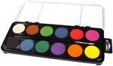3Ace Crafts Artist Watercolour Paint Set - Ready Mixed Paint - Professional Vibrant Colours - Safe Colours - Transparent Lid with Wells for Paint Mixing (12-disc)