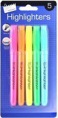 3Ace Crafts Set of 5 Highlighters Pens Chisel Tips - Assorted Colours - Safe & Non-Toxic Great For Craft Creative Fun
