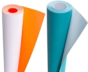 3Ace Crafts Pack of 2 - Display Poster Paper Roll 10m - Paper Perfect Ideal for Gift Wrapping, Craft, Packing, Floor Covering, Parcel, Table Runner School Notice Boards - 76mm Width Approx - Orange & Turquoise