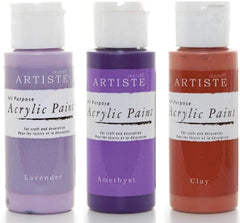 3Ace Crafts 3X - docrafts Artiste Acrylic Paint for Painting, Craft - Lavender, Amethyst & Clay 59ml