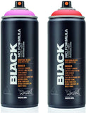 3Ace Crafts Pack of 2 - Montana Black NC.Formula Spray Paint Can 400ml - Montana Cans Professional Spray Paint - Pink Cadillac & Infra Red