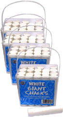 3Ace Crafts Pack of 4 - 20 White Giant Chalks - Great For Giant Size Drawings Playground Outdoor, Art and Crafts - Comes with Handy Bucket Tub - White
