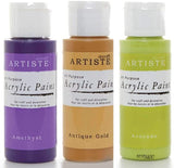 3Ace Crafts Pack of 3 - docrafts Artiste High Quality All Purpose Acrylic Paint (2oz) 59ml - Quick Drying and Waterbased - for Painting, Craft and Decoration - Amethyst, Antique Gold & Avocado
