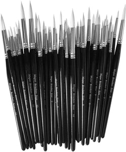 3Ace Crafts Synthetic Sable Brushes with a White Round Tip Paint Substitute Brush (Size 8) Pack of 10 - Approximate Length 17.5cm – 20.5cm